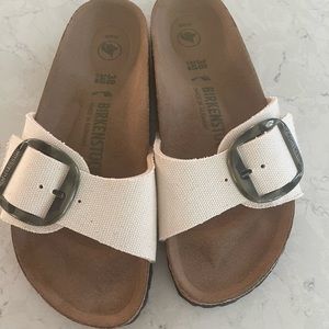 BIRKENSTOCKS! MADRID BIG BUCKLE. Size 38 (8-8.5). Natural Cotton Canvas.